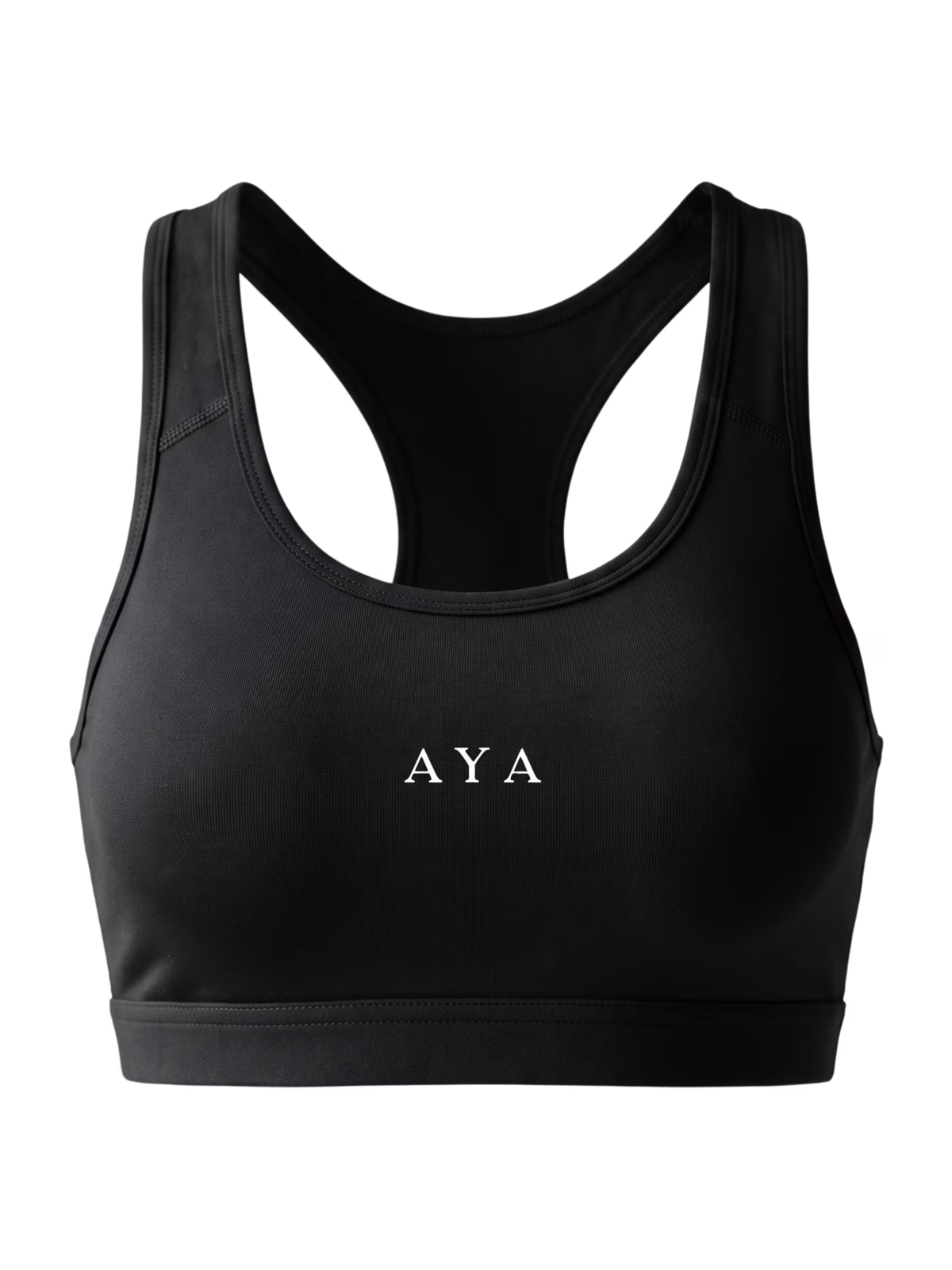 CONTOUR Longline Crop Sujetador Deportivo · Negro en color Negro - Puesta en modelo en movimiento | AYA