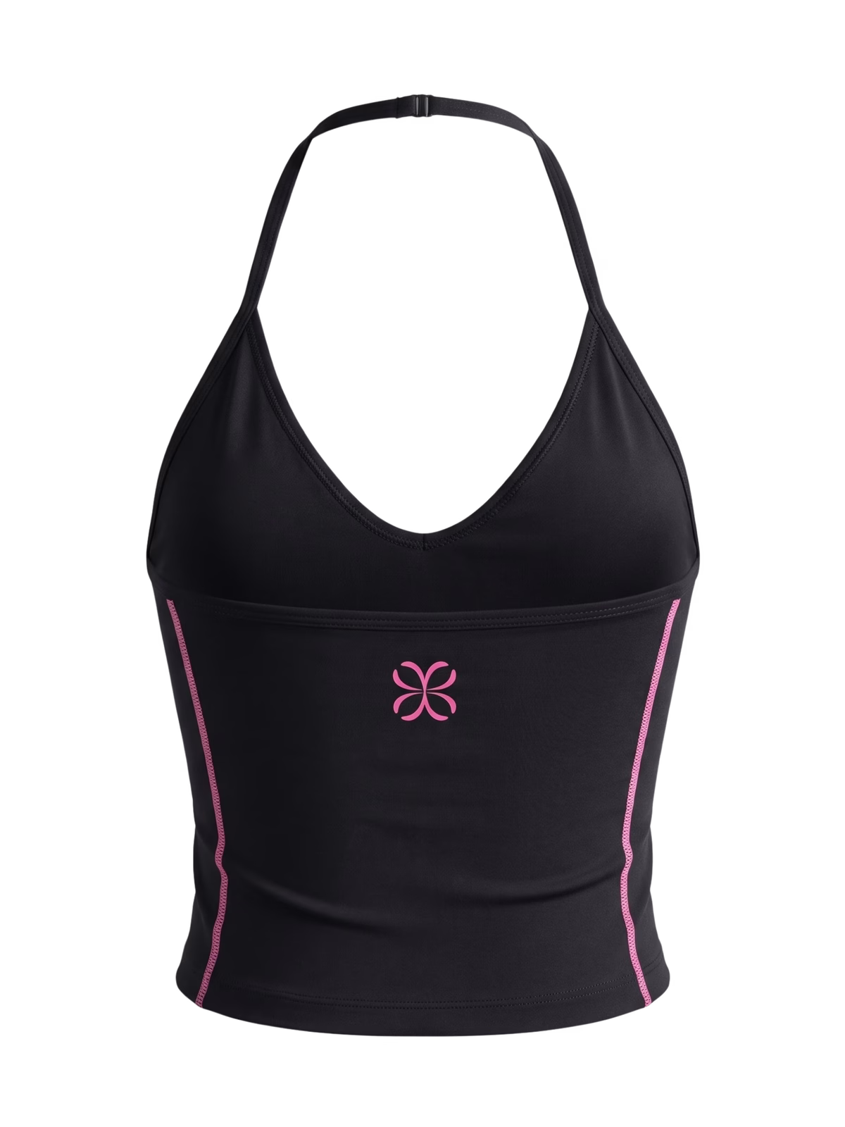 AURA Top Halter Espalda Abierta · Negro en color Negro - Puesta en modelo en movimiento | AYA