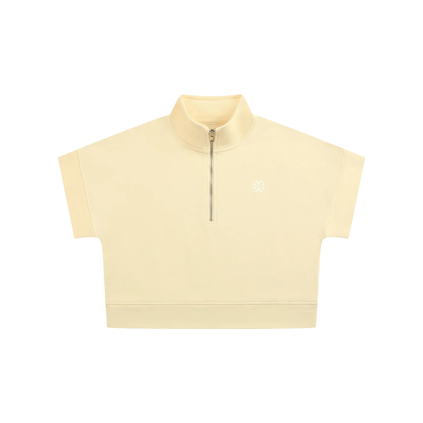 HORIZON Quarter-Zip Sudadera Corta · Albaricoque en color Albaricoque - Vista frontal de estudio | AYA