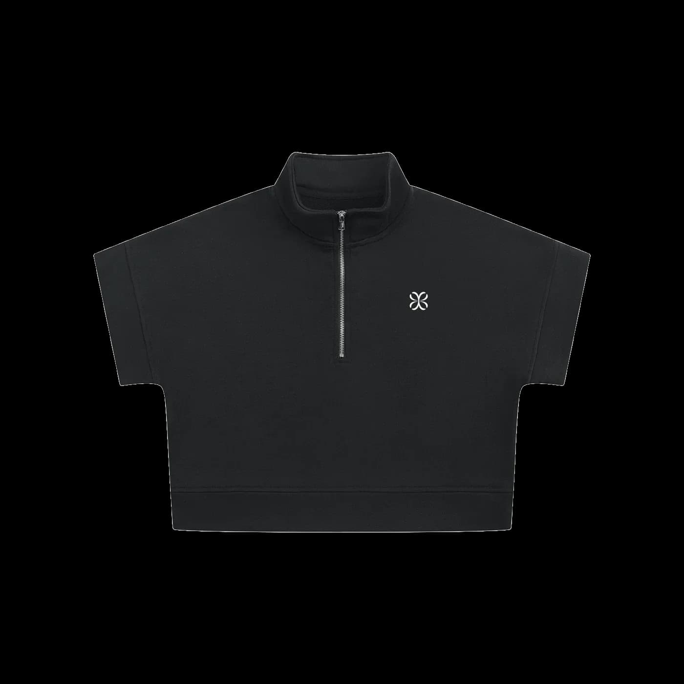 HORIZON Quarter-Zip Sudadera Corta · Negro en color Negro - Vista frontal de estudio | AYA