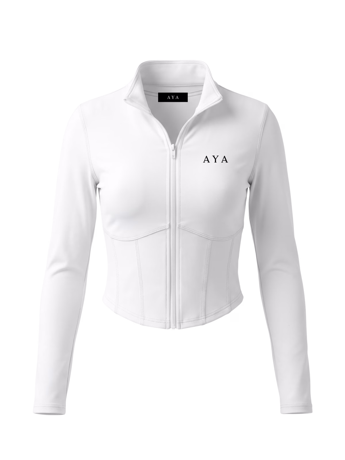 HORIZON Slim-Fit Chaqueta Cremallera Completa · Blanco en color Blanco - Puesta en modelo en movimiento | AYA