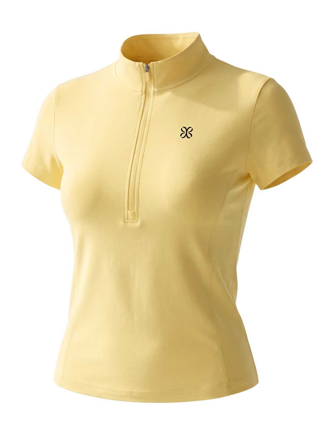 Yoga Quarter-Zip Mock Neck T-Shirt · Mostaza en color Mostaza - Vista frontal de estudio | AYA