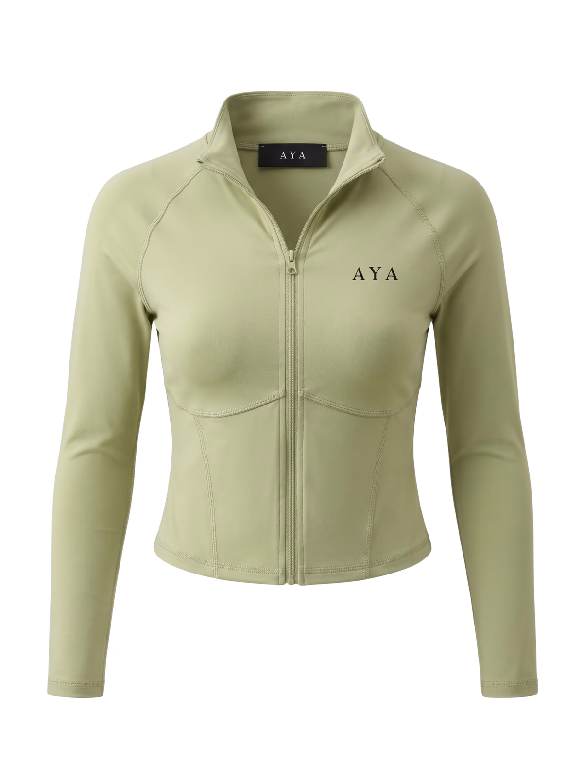 HORIZON Studio Chaqueta Cremallera Completa · Verde Salvia en color Verde Salvia - Vista lateral y silueta | AYA