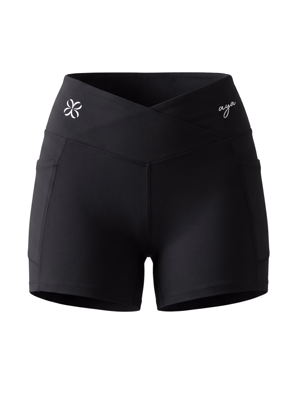 SCULPT Short Studio con Bolsillo · Negro en color Negro - Vista lateral y silueta | AYA