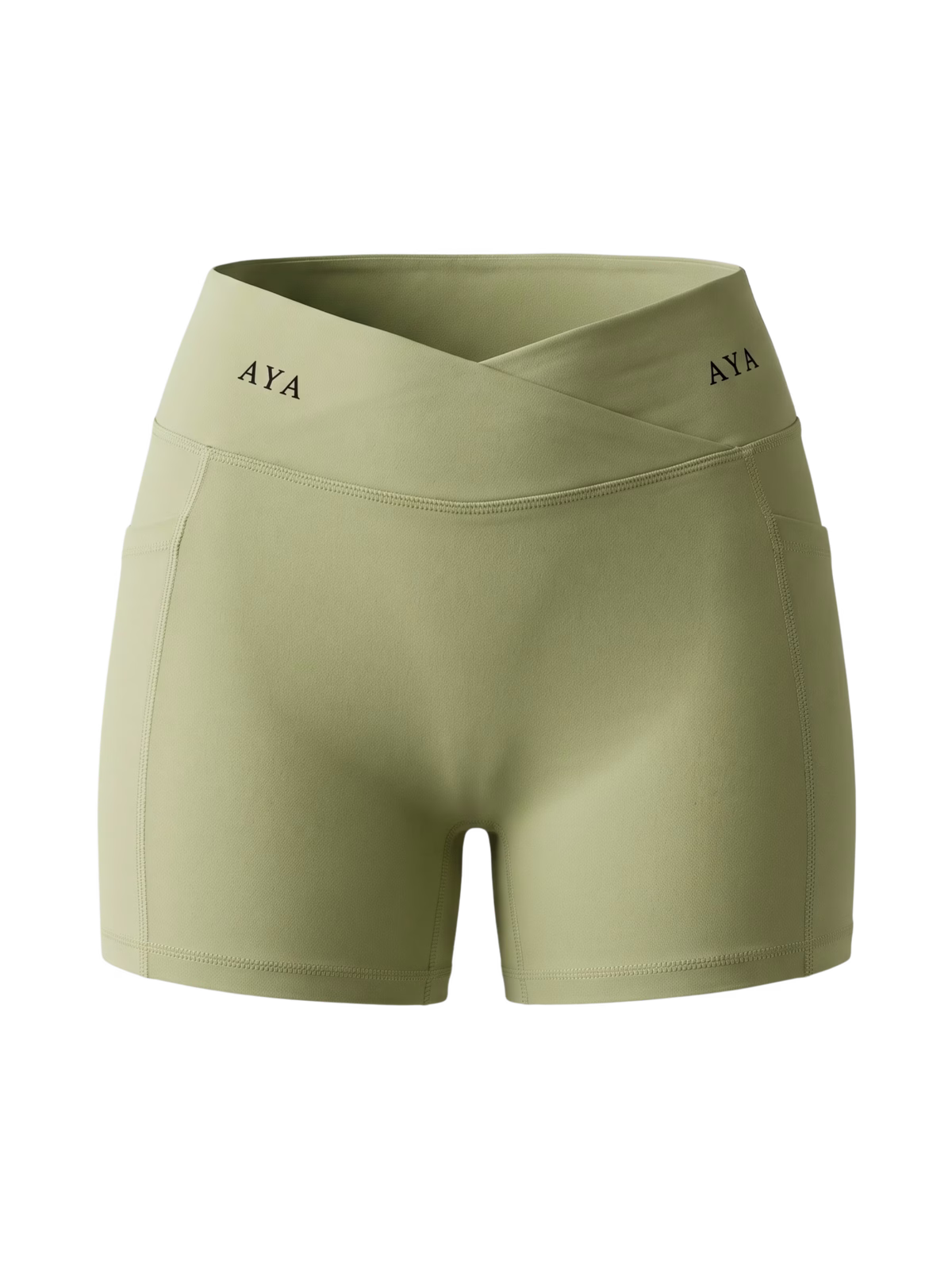 SCULPT Short Técnico con Bolsillo · Verde Salvia en color Verde Salvia - Vista lateral y silueta | AYA