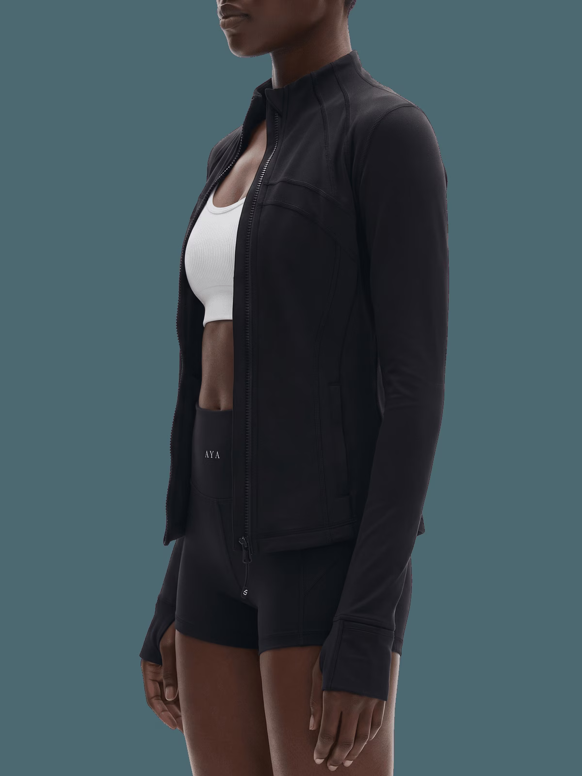SCULPT Short Biker Clásico · Negro en color Negro - Vista frontal de estudio | AYA
