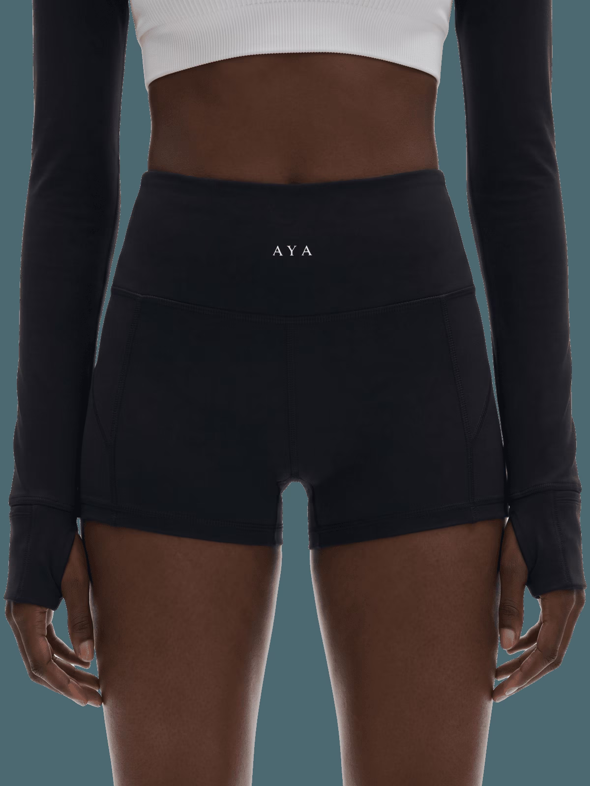 SCULPT Short Biker Clásico · Negro en color Negro - Vista lateral y silueta | AYA