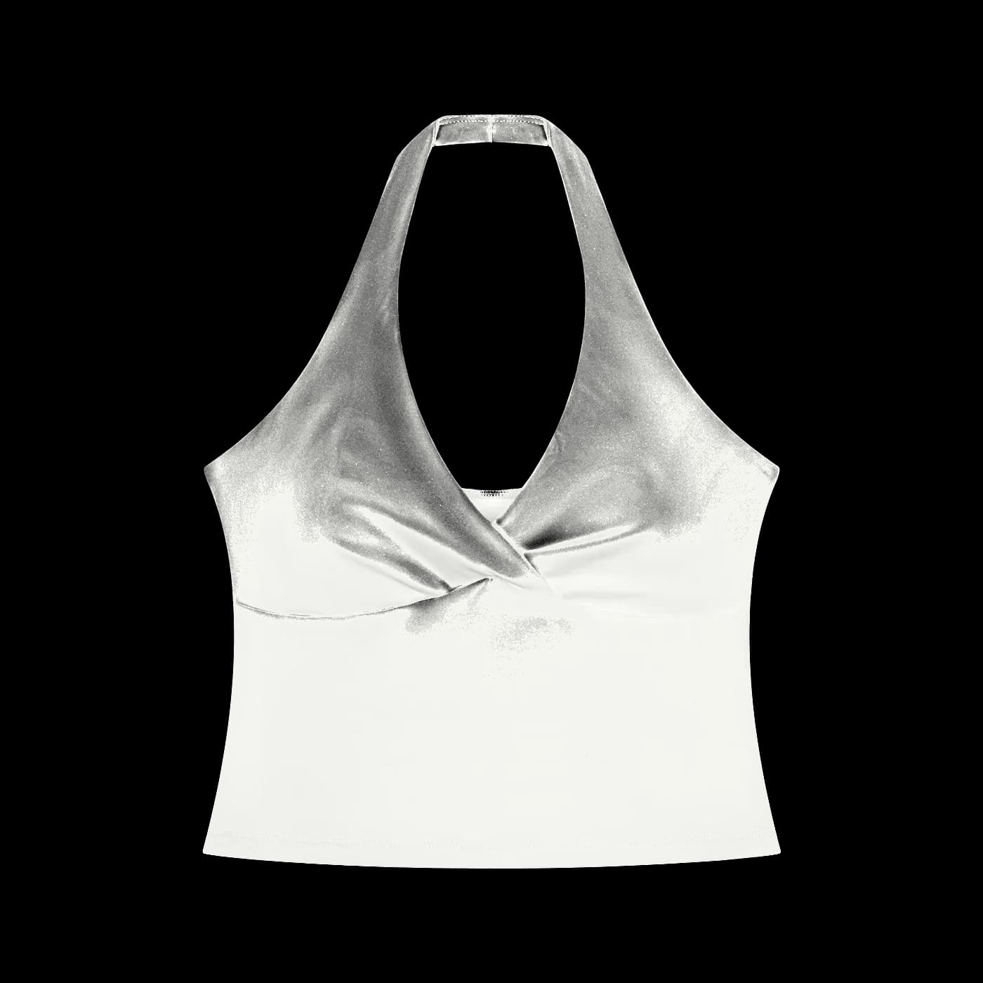 AURA Top Halter Fruncido · Blanco en color Blanco - Vista frontal de estudio | AYA
