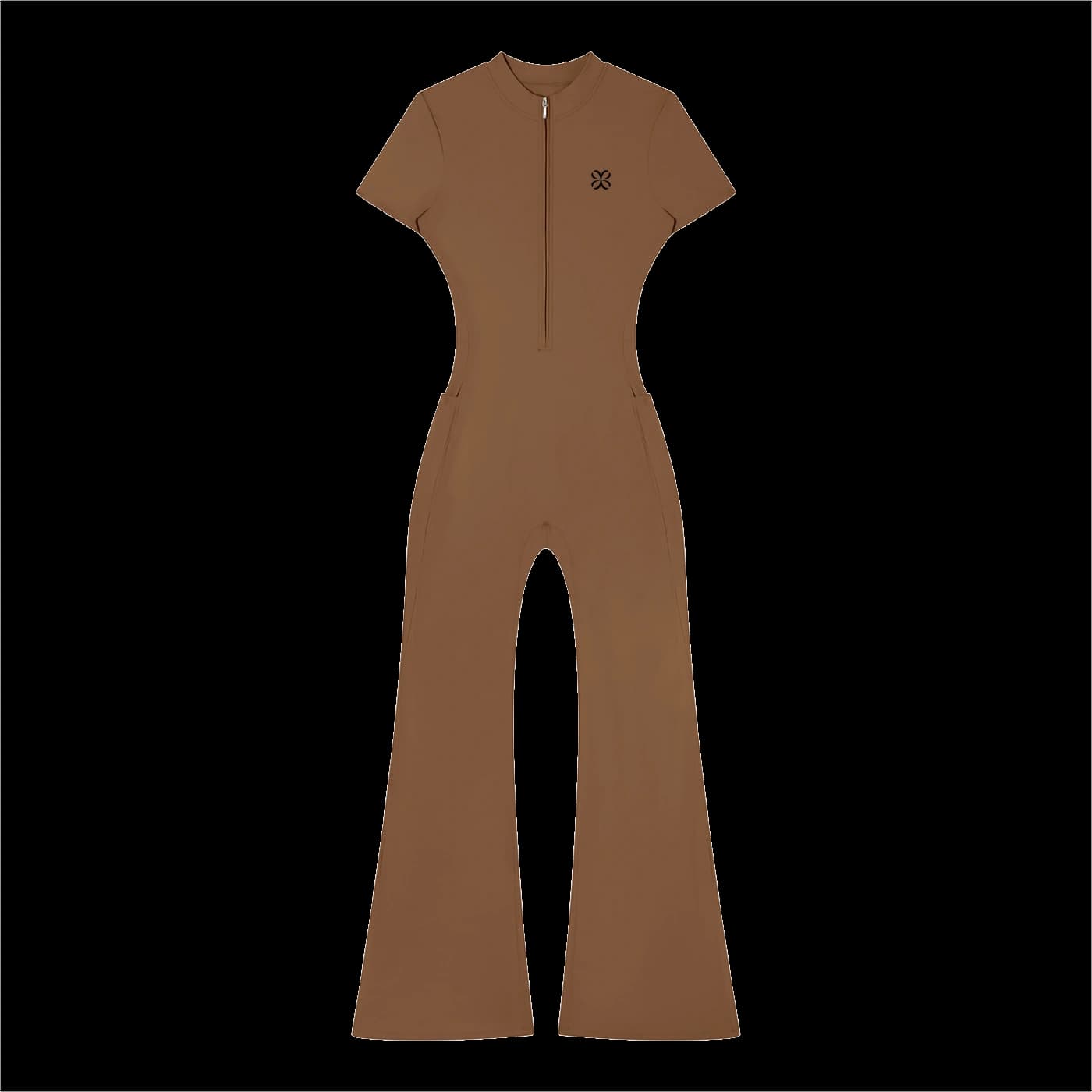 ATELIER Mono 1/4-Zip Pernera Flare · Marrón Chocolate en color Marrón Chocolate - Vista frontal de estudio | AYA