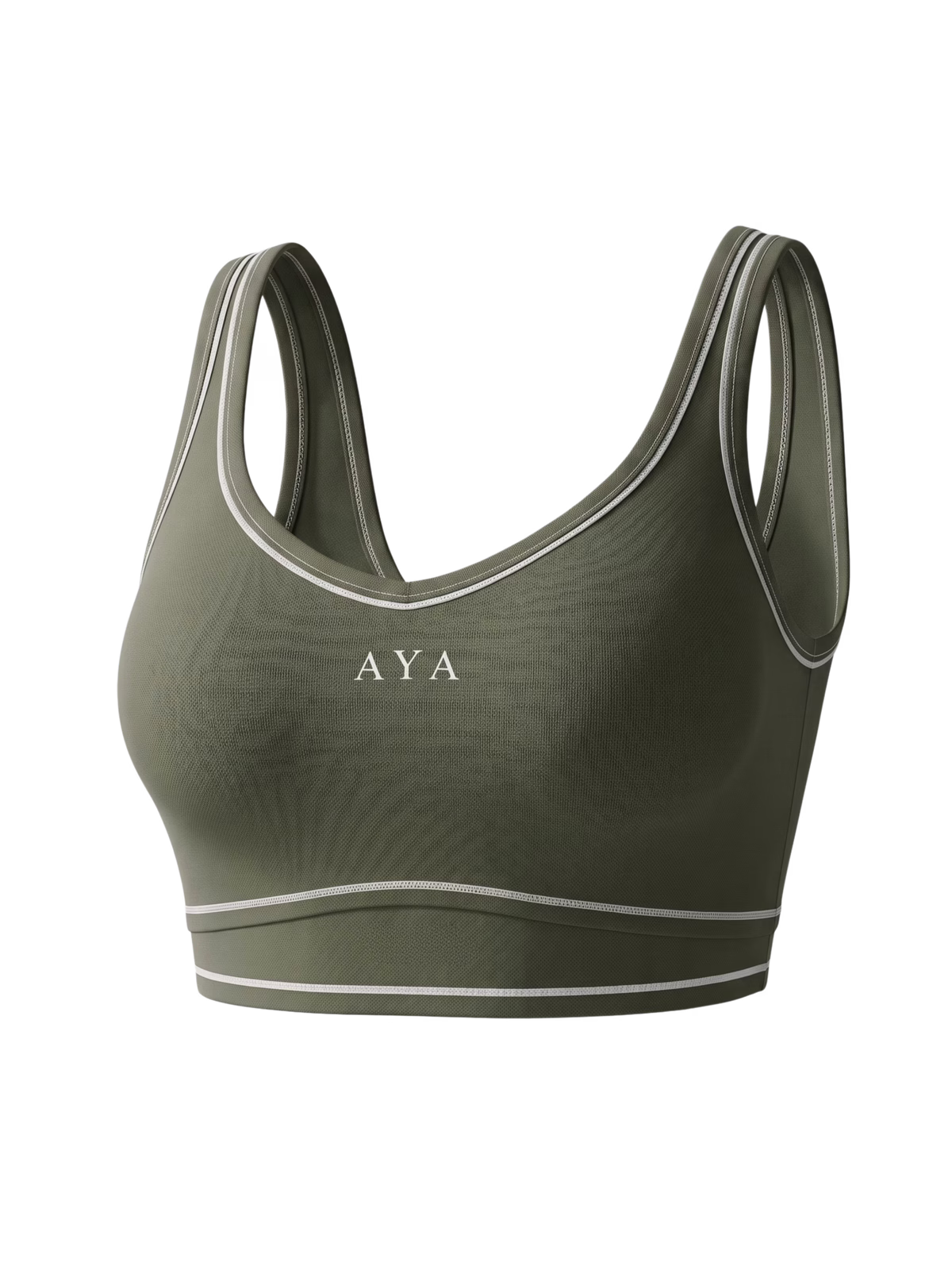 CONTOUR Frame Sujetador Deportivo · Verde Salvia en color Verde Salvia - Puesta en modelo en movimiento | AYA