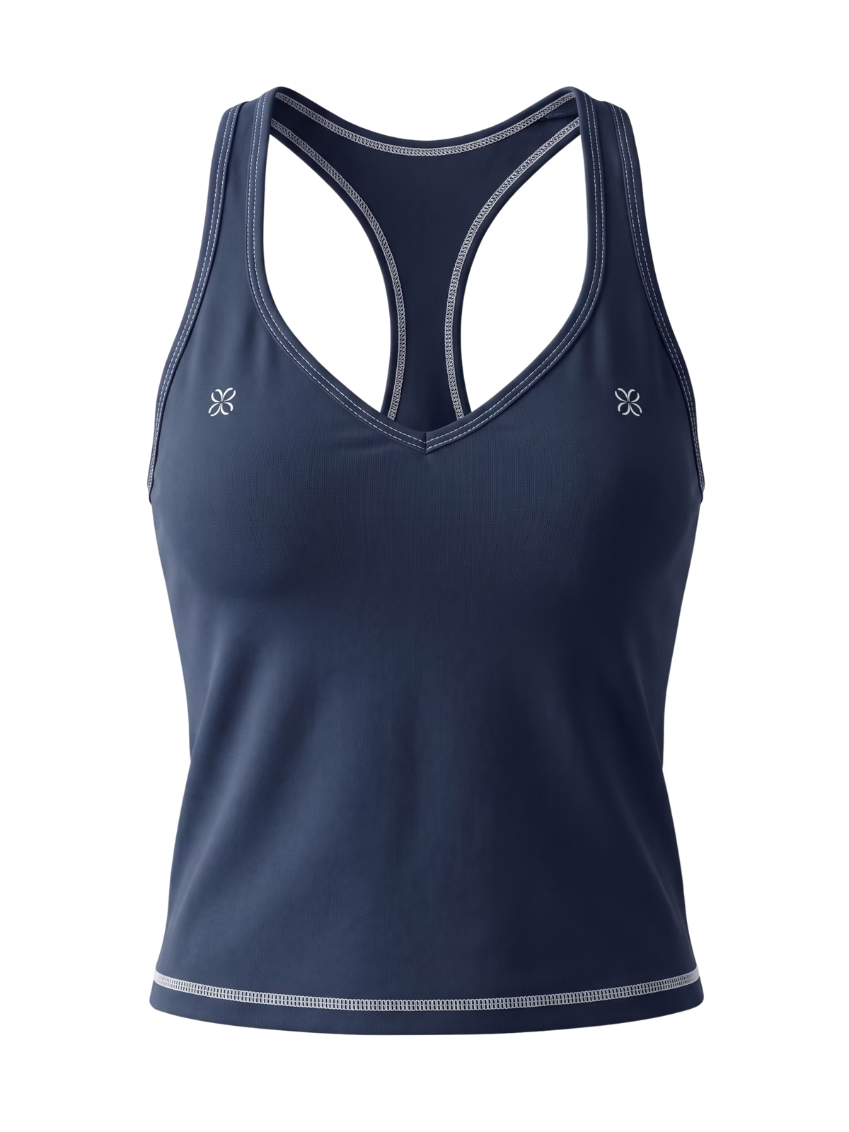 AURA Top Técnico Racerback · Azul Marino en color Azul Marino - Vista frontal de estudio | AYA