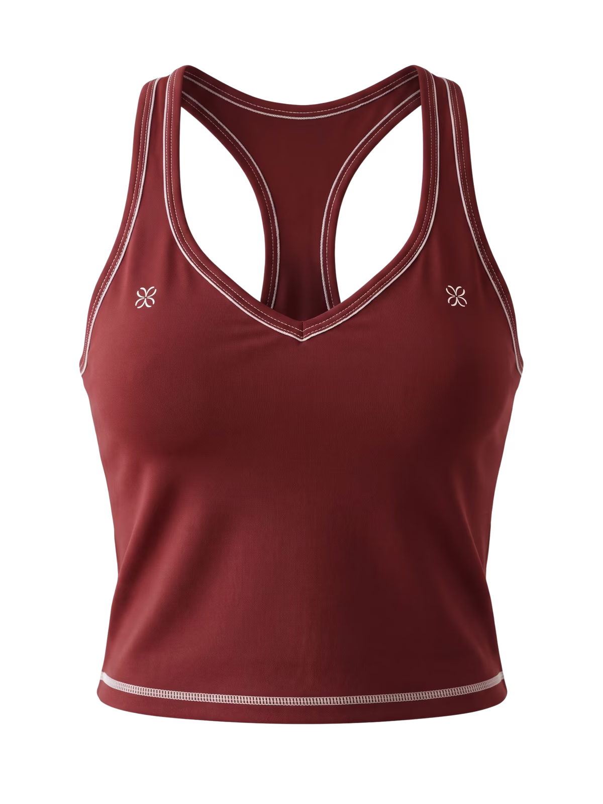 AURA Top Técnico Racerback · Rojo en color Rojo - Vista frontal de estudio | AYA