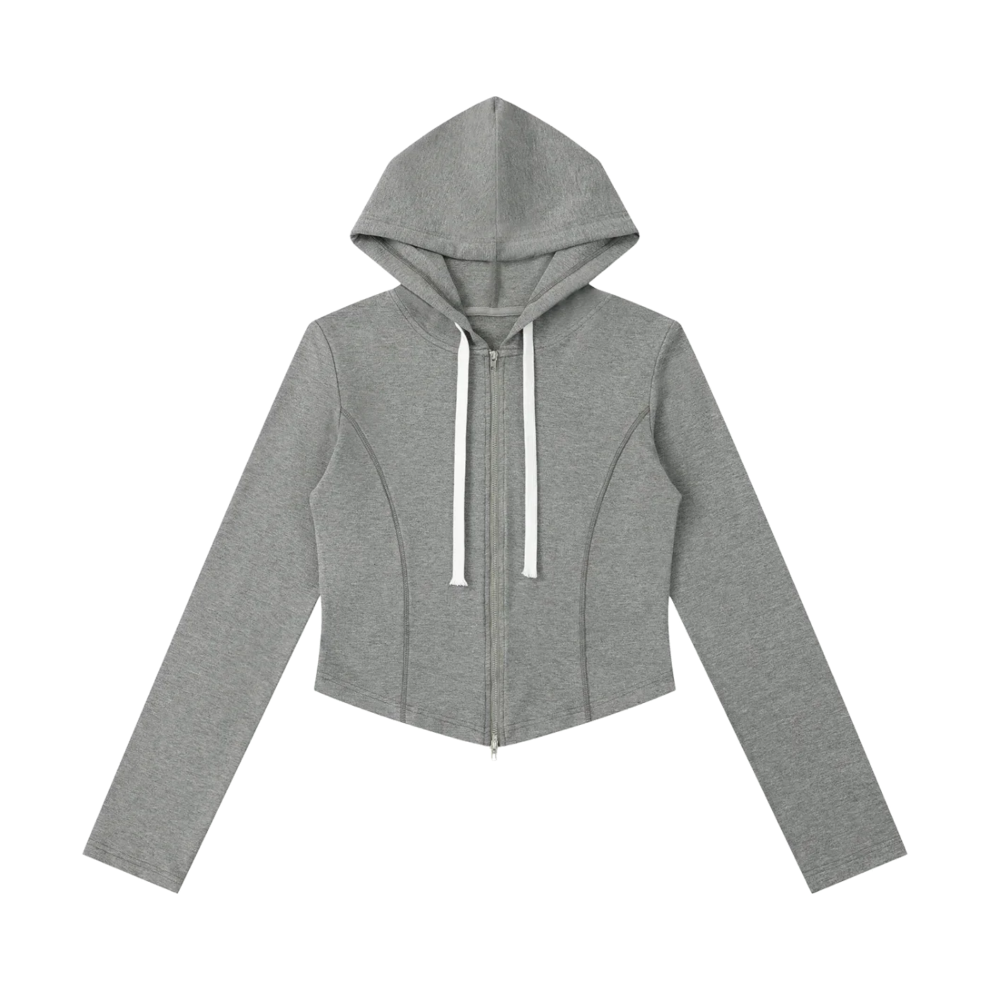 HORIZON Heather Crop Sudadera con Capucha y Cremallera - Vista frontal de estudio | AYA