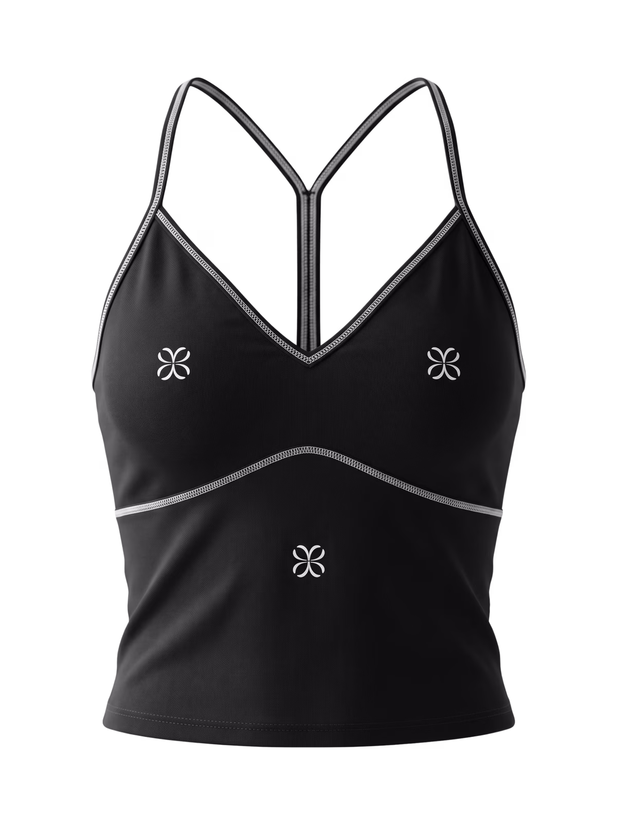 AURA Top Tirantes Y-Back · Negro en color Negro - Vista frontal de estudio | AYA