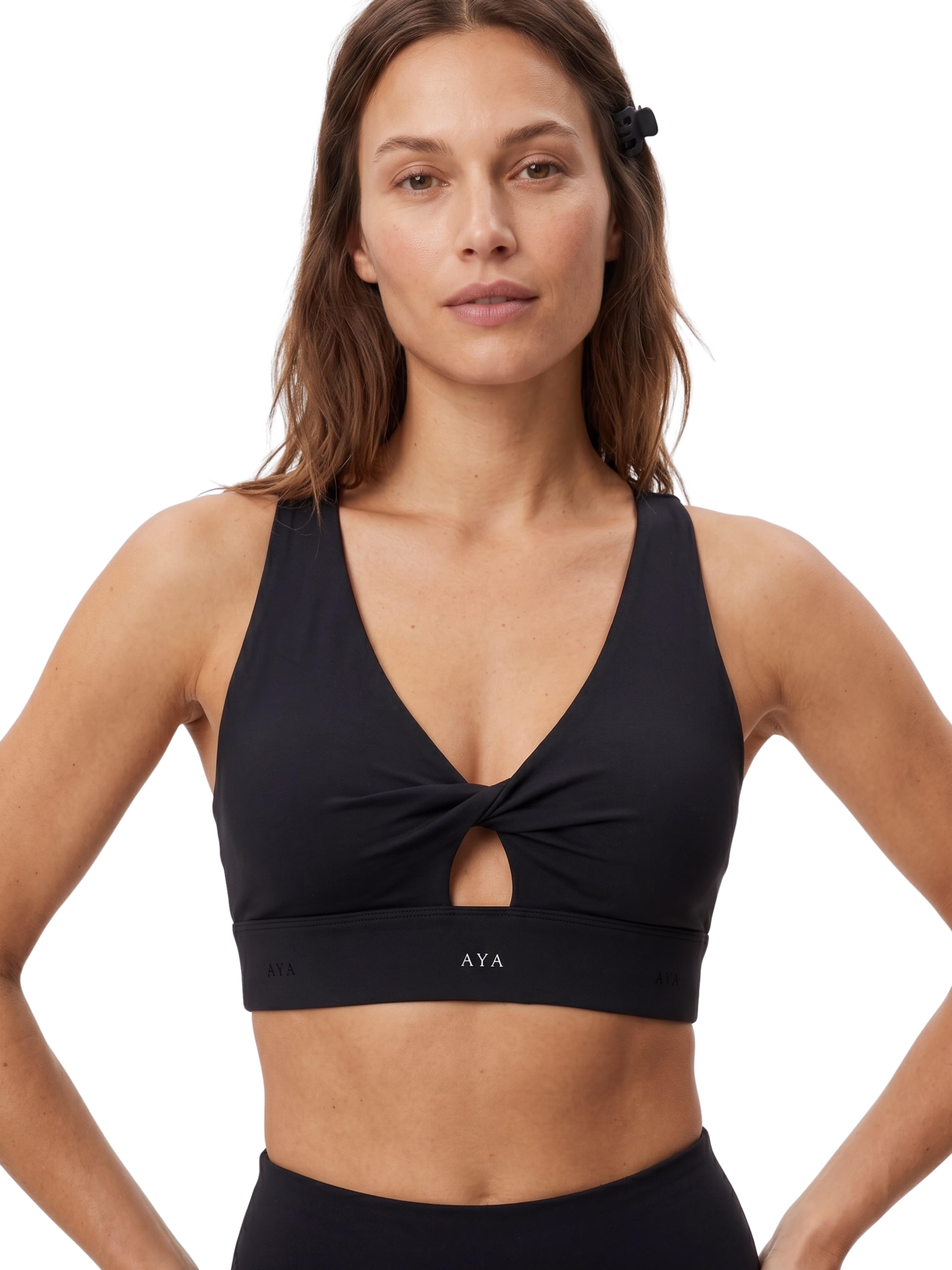 Women's Twist Front V-Neck Sports Bra - 1
