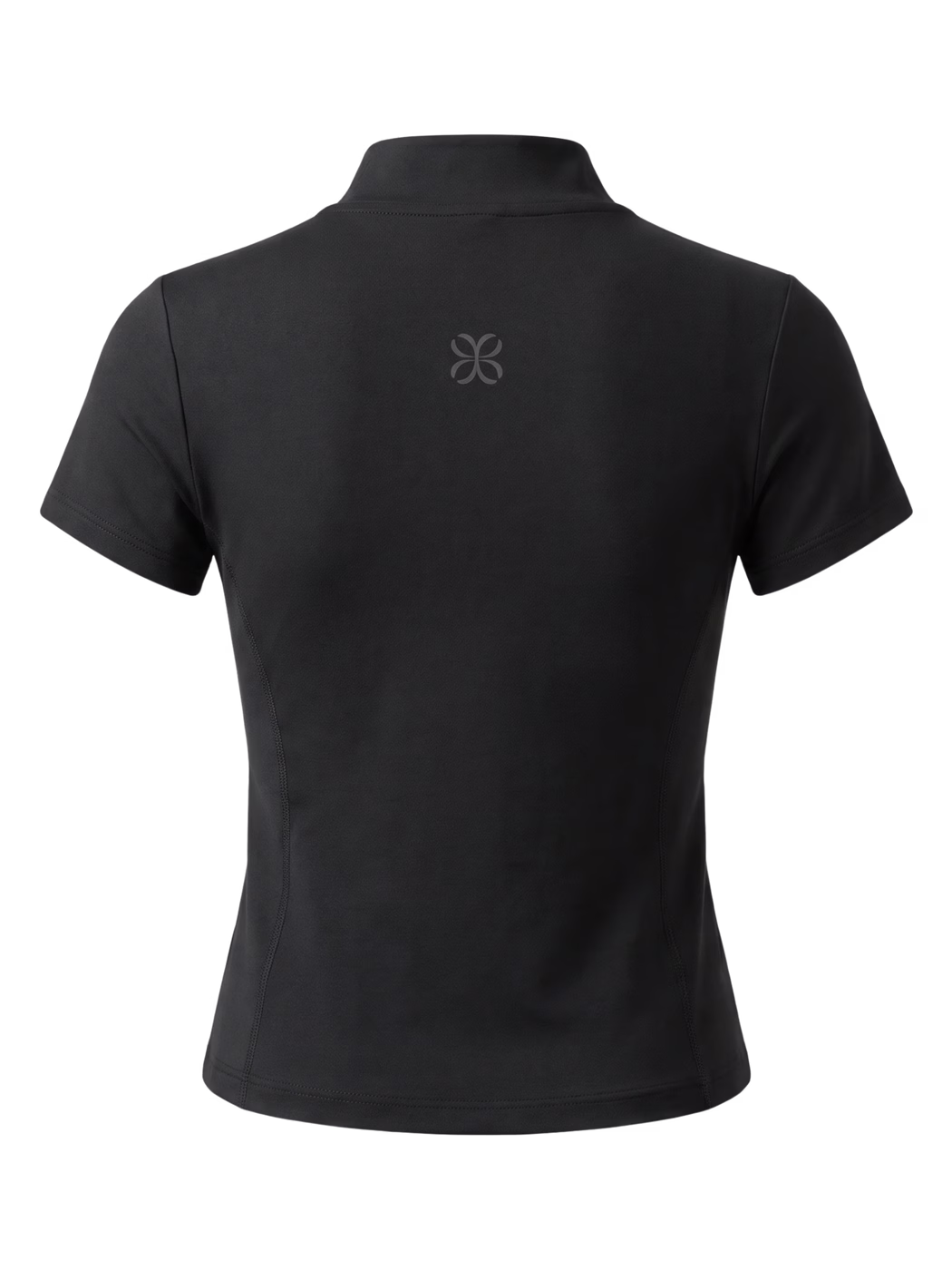 Yoga Quarter-Zip Mock Neck T-Shirt · Negro en color Negro - Vista posterior y espalda | AYA