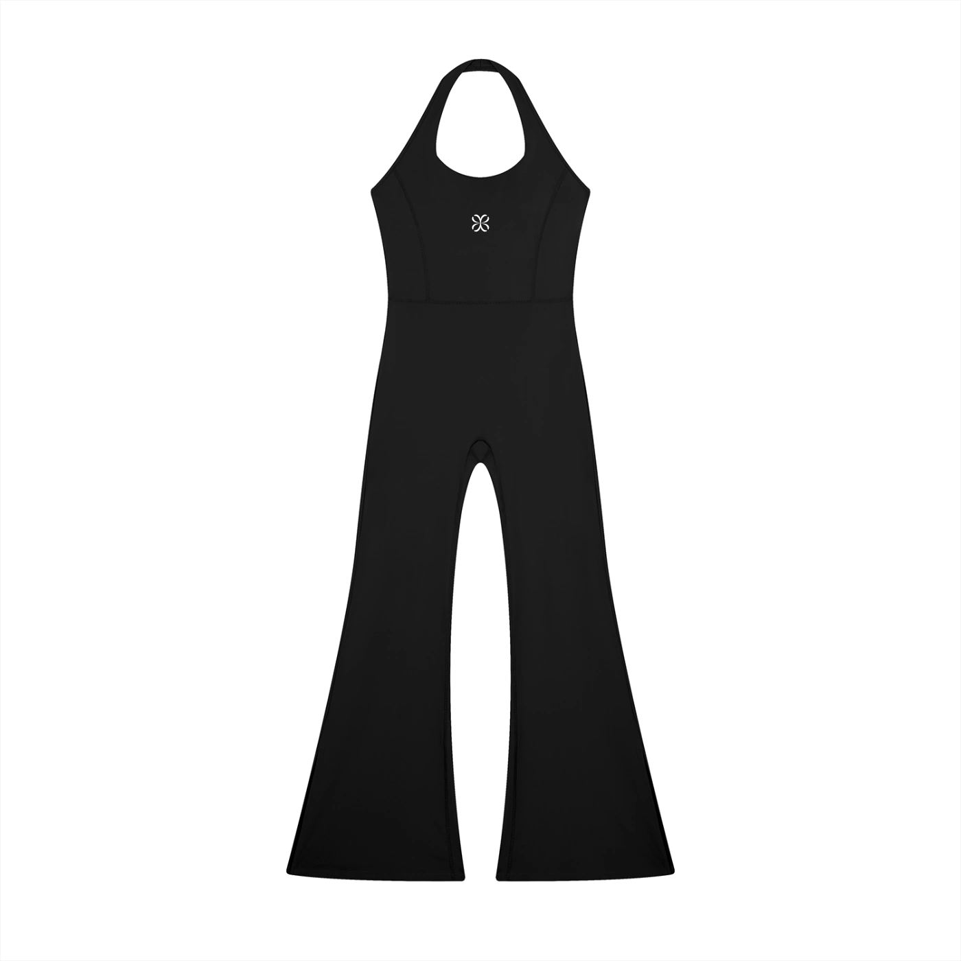 AURA Mono Halter Pernera Flare · Negro en color Negro - Vista frontal de estudio | AYA