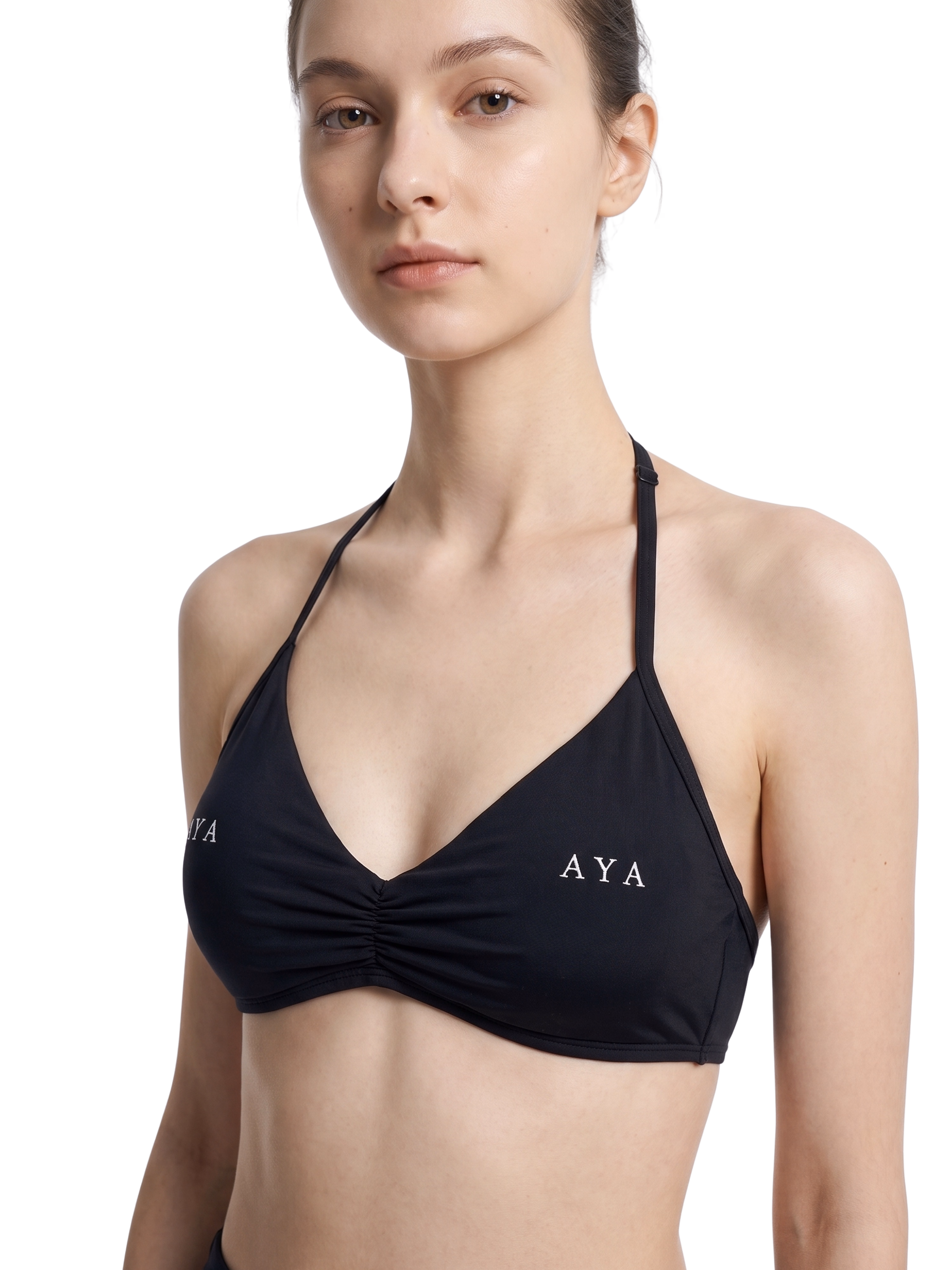 Women’s Ruched Halter-Neck Sports Bra - 1
