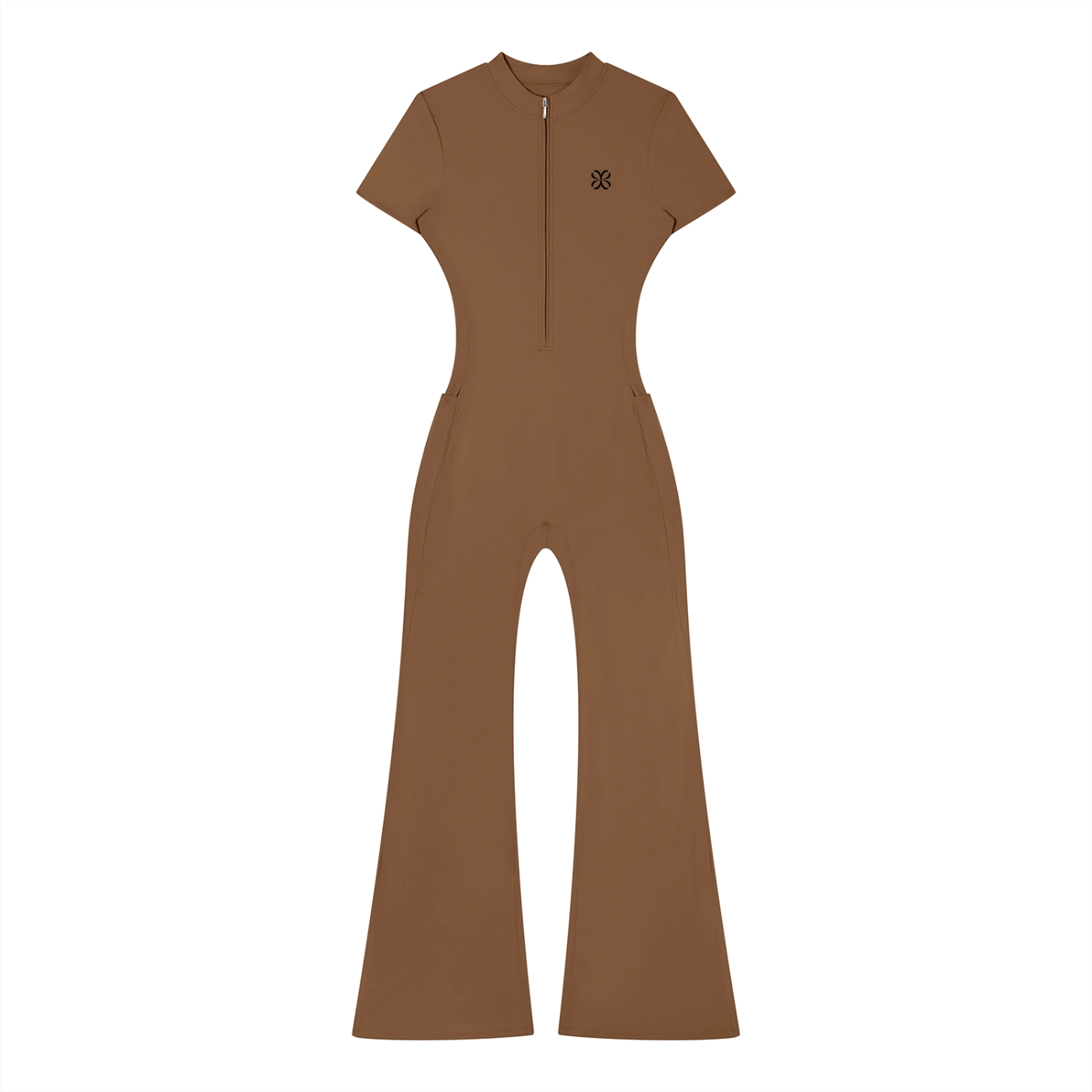 ATELIER Mono 1/4-Zip Pernera Flare · Marrón Chocolate en color Marrón Chocolate - Vista frontal de estudio | AYA